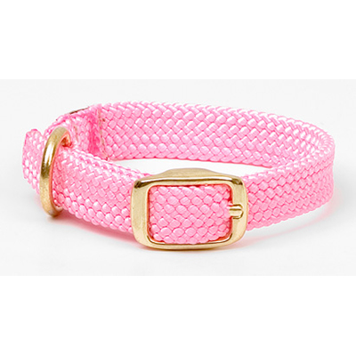 Mendota Double-Braid Junior Collar - Hot Pink 9/16" up to 12" Solid Brass