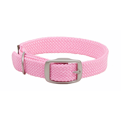Mendota Double-Braid Collar - Hot Pink with Brushed Nickel Hardware 1" x 24"