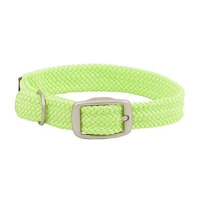 Mendota Double-Braid Junior Collar - Lime with Brushed Nickel Hardware 9/16" up to 14"