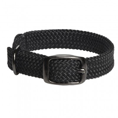 Mendota Double-Braid Collar - Black with Black Metallic Hardware 1" x 24"