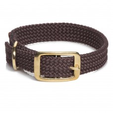 Mendota Double-Braid Collar - Dark Brown 1" x 21" Solid Brass
