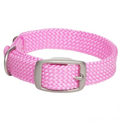 Mendota Double-Braid Collar - Hot Pink with Brushed Nickel Hardware 1" x 21"