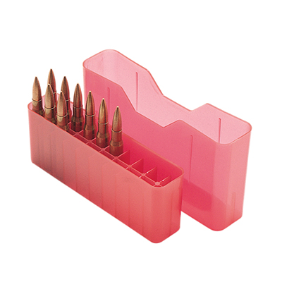 MTM Slip Top 20 Round Rifle Ammo Box 204, 222, 223cal - Clear Red