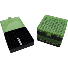 MTM Fliptop 100 Round Pistol Ammo Box 9mm, 380 ACP, new 9mm Nato - Green-Black