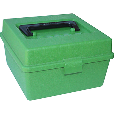 MTM Handled Flip Top 100 Round Rifle Ammo Box WSM, WSSM and Ultra Mag - Green