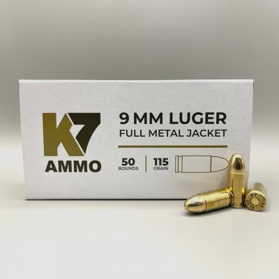 K7 9mm 115gr FMJ packets of 50