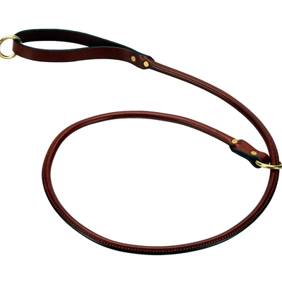 Mendota Leather Lead - Rolled Slip Lead 6' Chestnut Solid Brass
