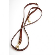 Mendota Leather Lead - Jaeger Lead  3/4" x 8' Chestnut Solid Brass
