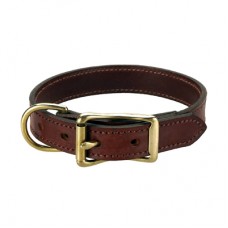 Mendota Leather Collar - Narrow Standard 3/4" x 10" Chestnut Solid Brass