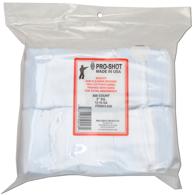 Pro-Shot 12-16ga 3" Square Patches 500 Pack