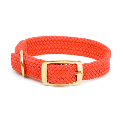 Mendota Double-Braid Collar - Red 1" x 24" Solid Brass