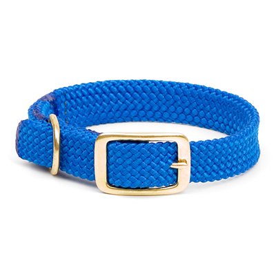 Mendota Double-Braid Collar - Blue 1" x 18" Solid Brass