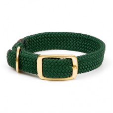 Mendota Double-Braid Collar - Green 1" x 18" Solid Brass