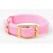 Mendota Double-Braid Collar - Hot Pink 1" x 21" Solid Brass