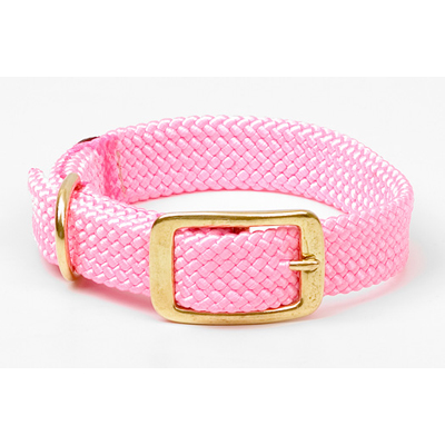 Mendota Double-Braid Collar - Hot Pink 1" x 18" Solid Brass
