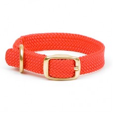 Mendota Double-Braid Junior Collar - Red 9/16" up to 12" Solid Brass