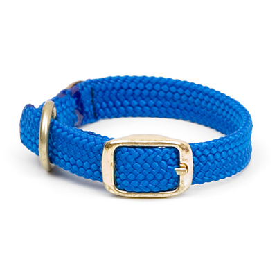 Mendota Double-Braid Junior Collar - Blue 9/16" up to 12" Solid Brass