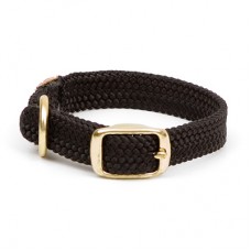 Mendota Double-Braid Junior Collar - Black 9/16" up to 14" Solid Brass