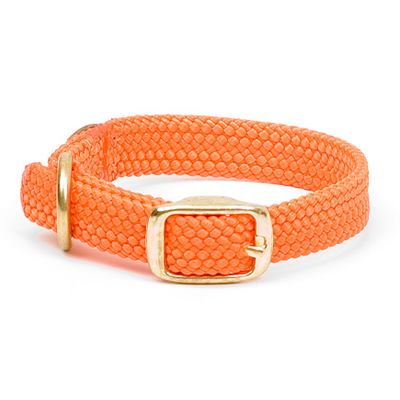 Mendota Double-Braid Junior Collar - Orange 9/16" up to 12" Solid Brass