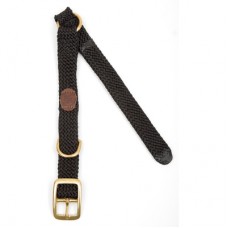 Mendota Double Braid Centre-Ring Collar - Black 1" x 21" Solid Brass
