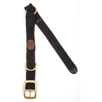 Mendota Double Braid Centre-Ring Collar - Black 1" x 21" Solid Brass