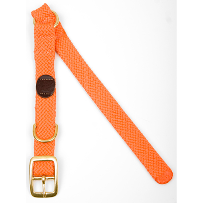 Mendota Double Braid Centre-Ring Collar - Orange 1" x 18" Solid Brass