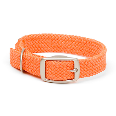 Mendota Double-Braid Collar - Orange with Brushed Nickel Hardware 1" x 18"