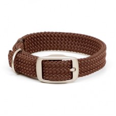 Mendota Double-Braid Junior Collar - Brown with Brushed Nickel Hardware 9/16" up to 14"