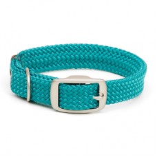Mendota Double-Braid Junior Collar - Teal with Brushed Nickel Hardware 9/16" up to 14"