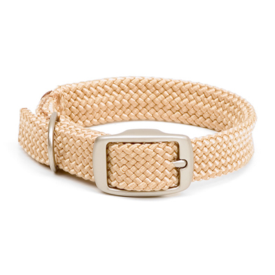 Mendota Double-Braid Junior Collar - Sand with Brushed Nickel Hardware 9/16" up to 12"