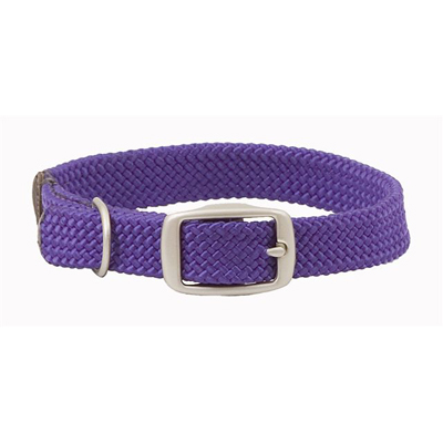 Mendota Double-Braid Junior Collar - Purple with Brushed Nickel Hardware 9/16" up to 12"