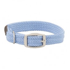 Mendota Double-Braid Junior Collar - Sky Blue with Brushed Nickel Hardware 9/16" up to 14"