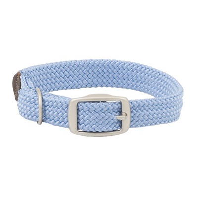 Mendota Double-Braid Junior Collar - Sky Blue with Brushed Nickel Hardware 9/16" up to 14"