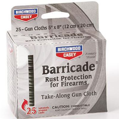 Birchwood Casey Barricade Take Along Gun Cloths 25 Pack, Class 3 UN1993, Flammable Liquid