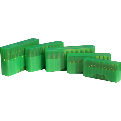 MTM Slip Top 20 Round Rifle Ammo Box 7mm Rem Mag to 338 Win Mag - Clear Green