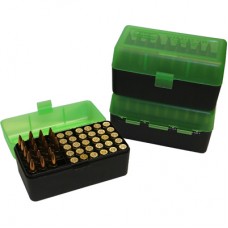 MTM Flip Top 50 Round Rifle Ammo Box 204, 222, 223cal - Green-Black